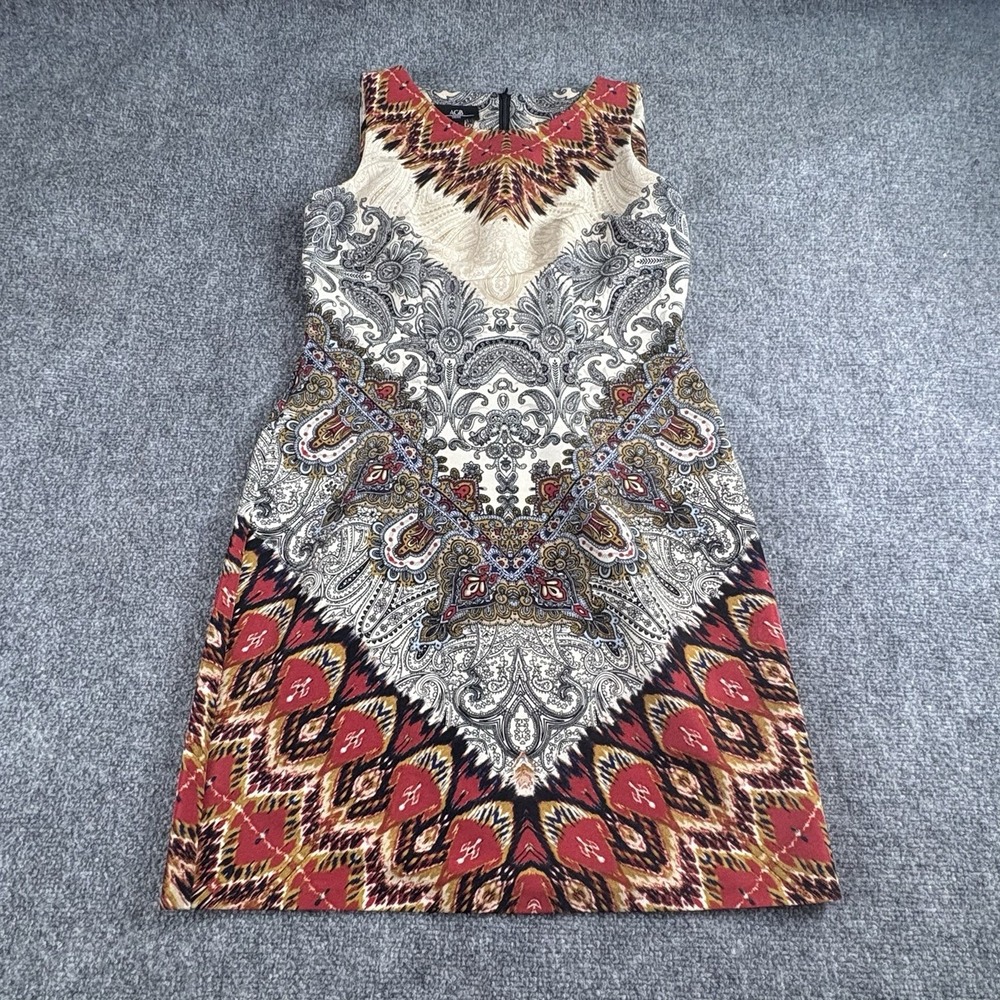 AGB Dress Women 8 Multicolor Tribal Baroque Print Office Boho Festival‎ Career